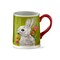 White Easter Bunny Rabbit on Green Background Stoneware Coffee Tea Hot Coco Mug Gift, 21 oz